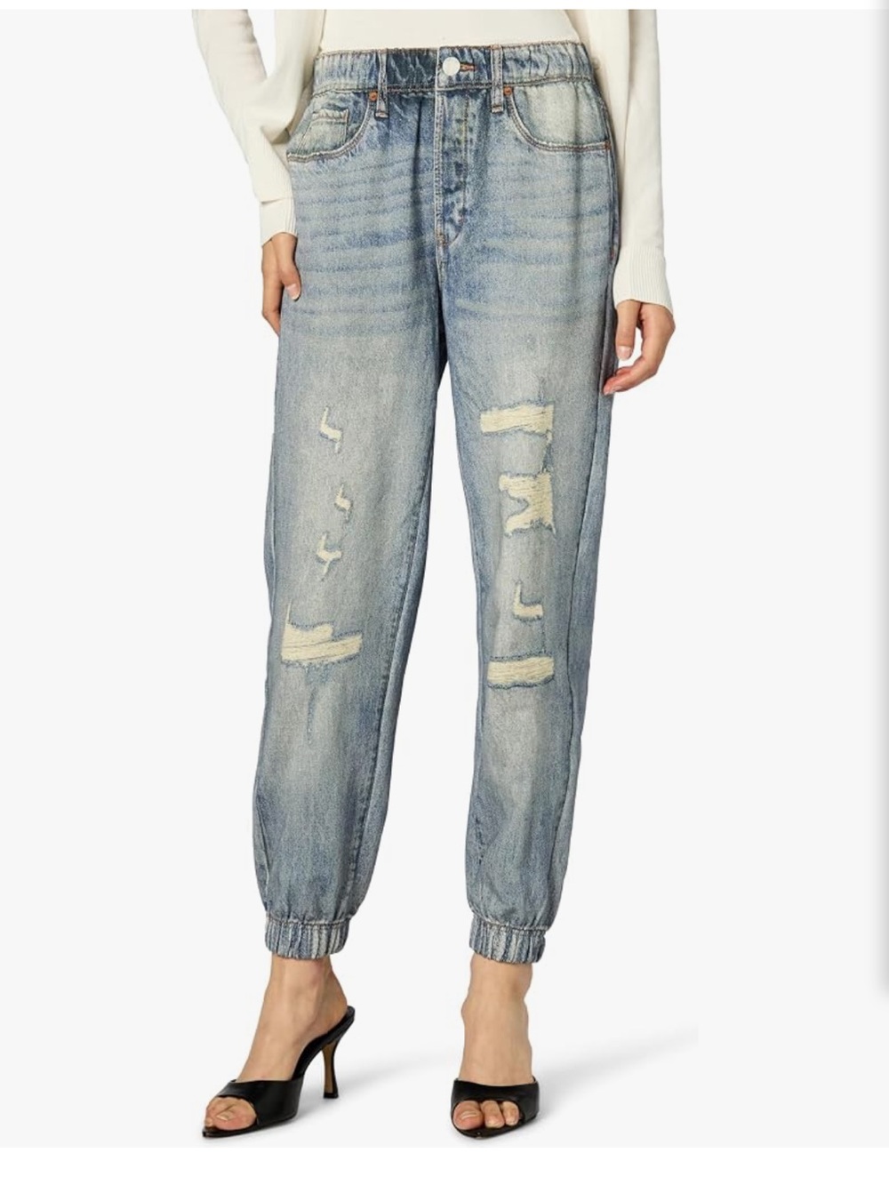 Blank NYC Light Blue Distressed Denim Jogger Jeans Rag & Bone Miramar Style